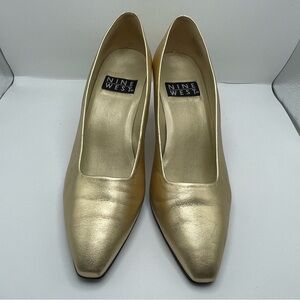 Nine West gold leather heel